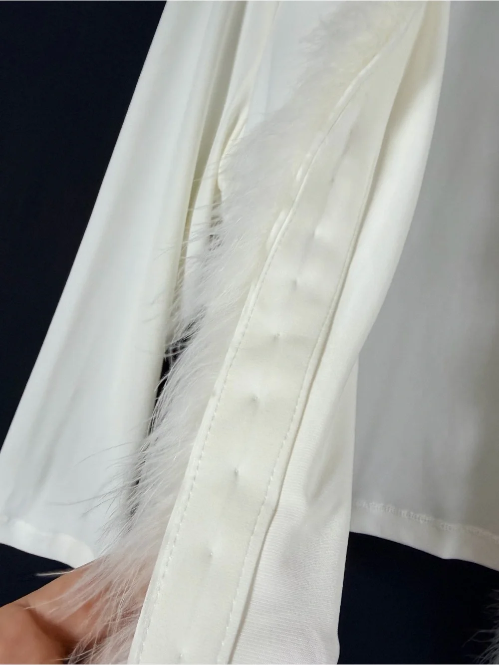 Calvin Klein Cardigan White Feather-Trim Open Front Y2K 90’s formal stretch